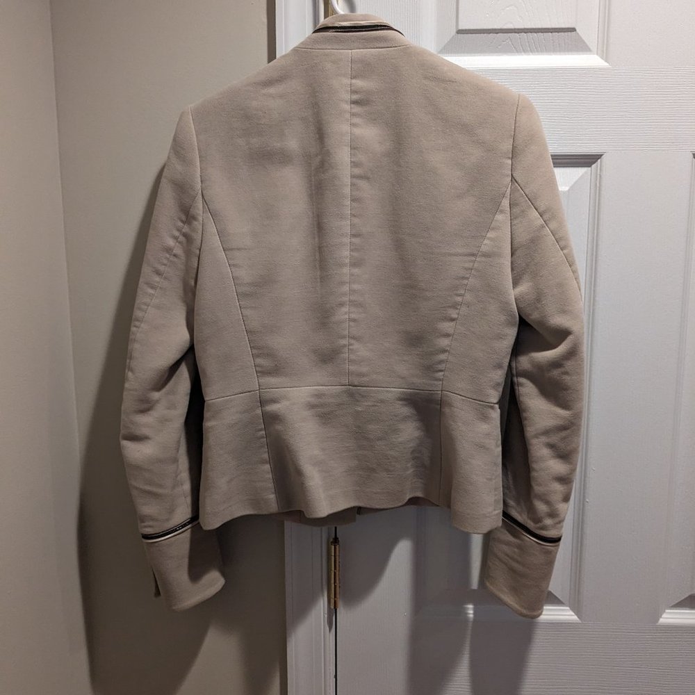 Zara Light Gray Cream Velvet Military Jacket Gold Lion Buttons Size M - Picture 6 of 6
